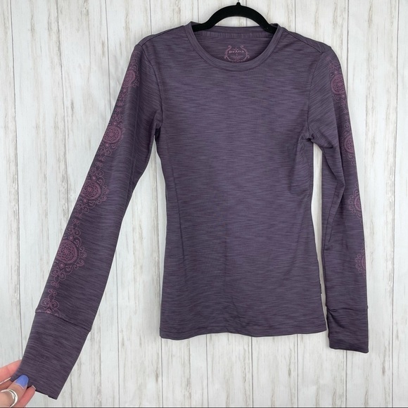 Prana purple long sleeve emblem top - Picture 1 of 8